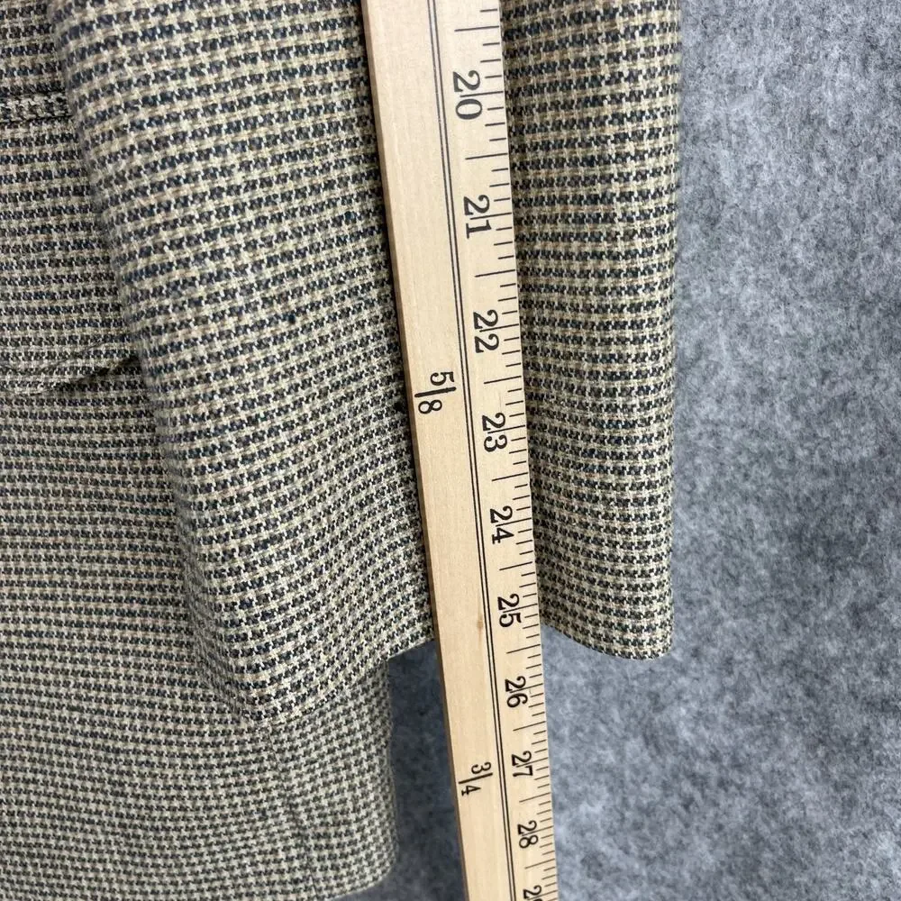 Luskeys Ryons Silk Western Blazer Sport Coat Mens 48L Beige Houndstooth‎ Cowboy